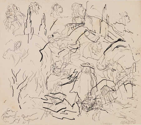 Бехтеев Владимир Георгиевич. Лот из 19 иллюстраций к роману Т. Готье «Девица Мопен» на 16 листах, на оборотной стороне наброски (для издательства Academia)